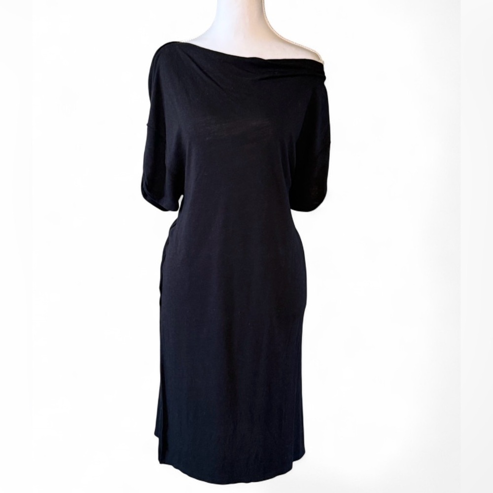 Free People We The Free Off Shoulder Side Slit Tunic Tee Black Medium